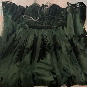 Hunter green floor length dress
